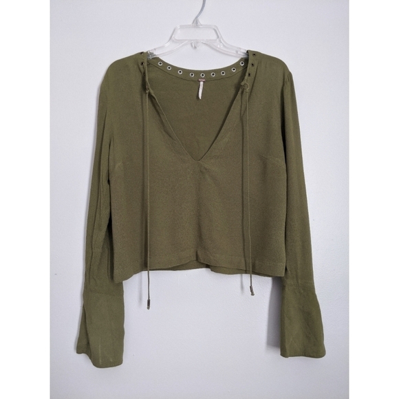Free People Jump to The Beat Top in Olive Size Sm - Picture 2 of 7